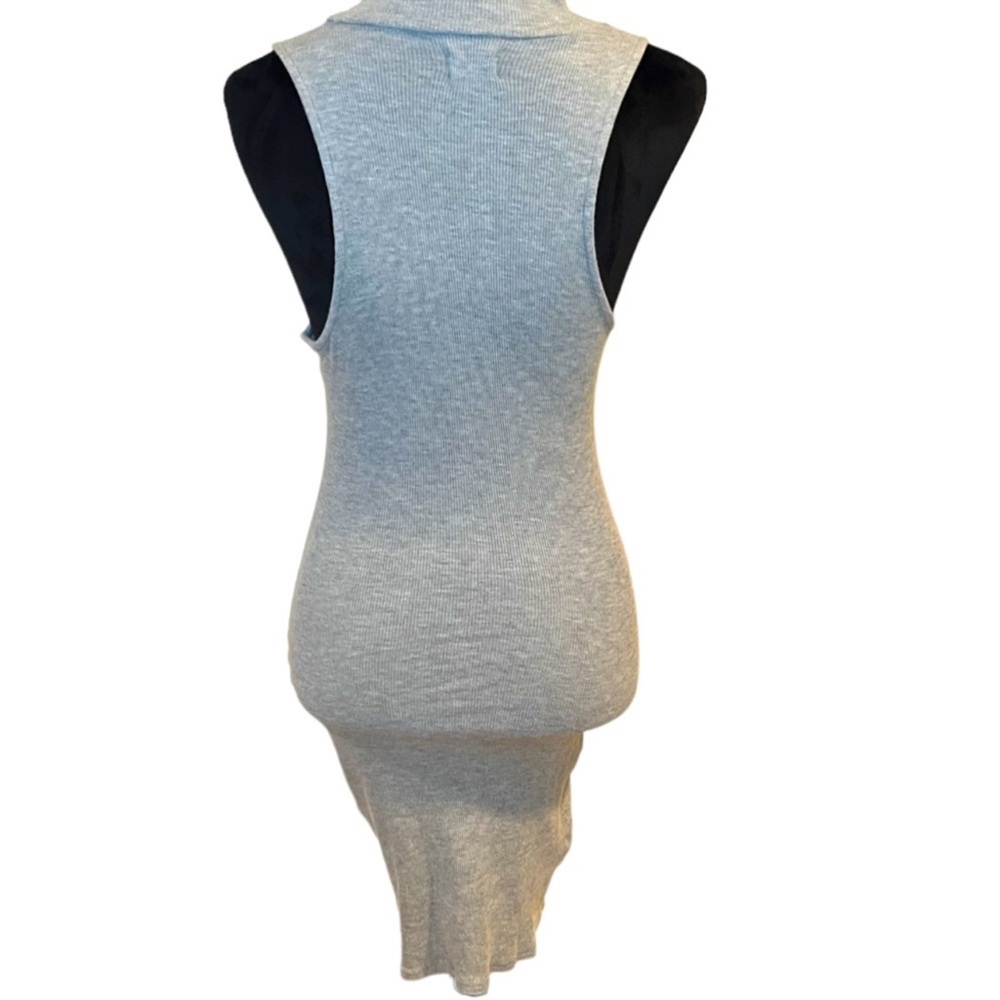 Honey Punch Gray Ribbed Mock Neck Midi Dress - Picture 4 of 5